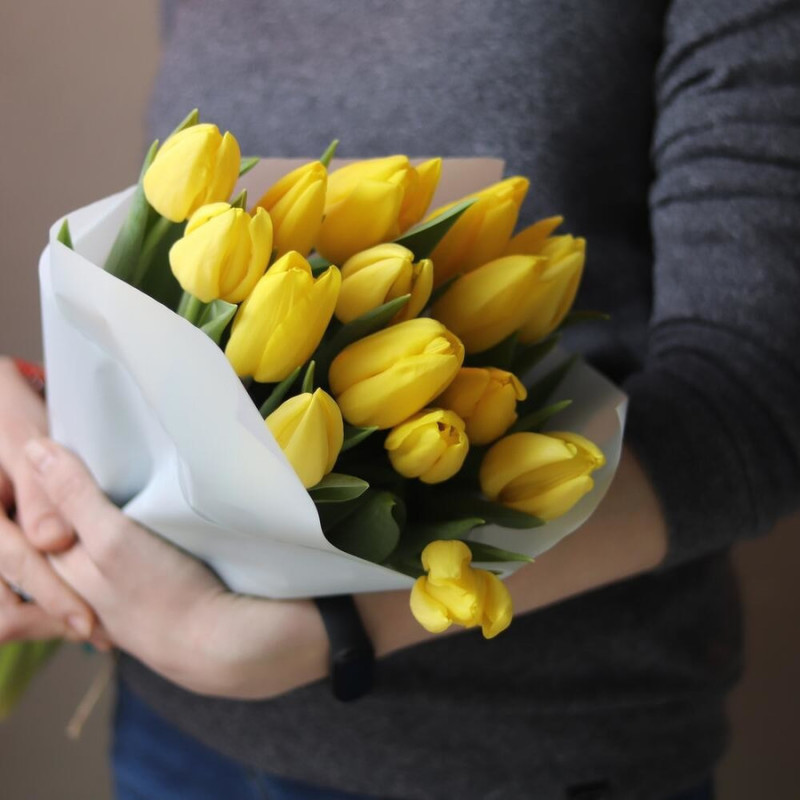 15 yellow tulips, standart