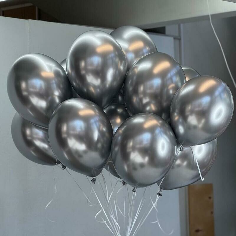 Воздушные шары с гелием серебро 15 шт, стандартный