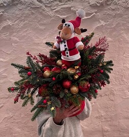 Новогодняя композиции с оленем ручной работы