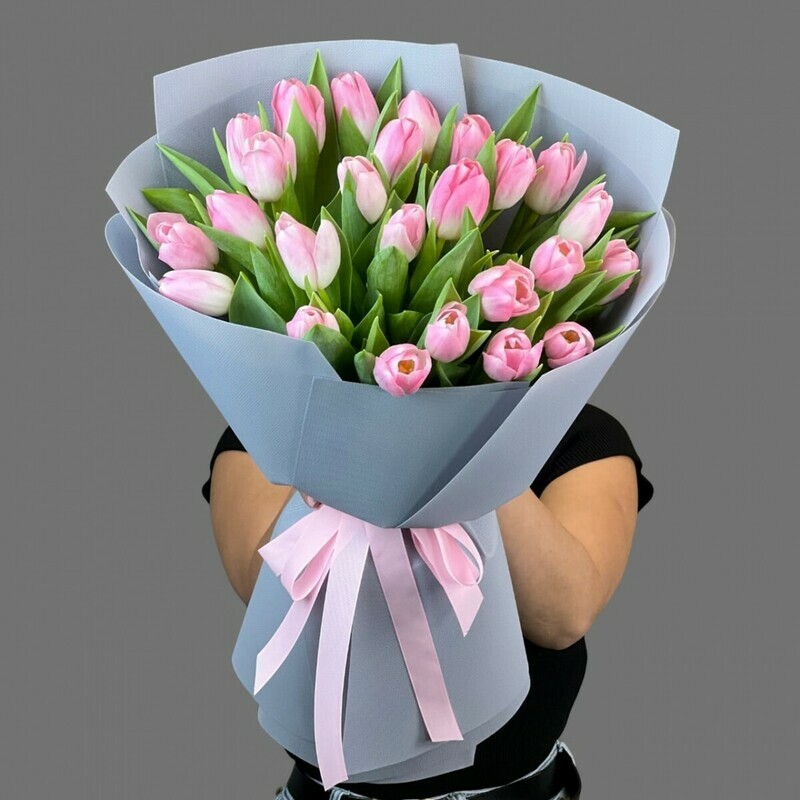 Buket iz25 rozovih tyul_pan, standart