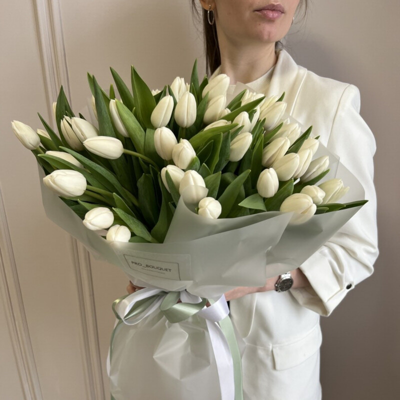 Белые тюльпаны , премиум
