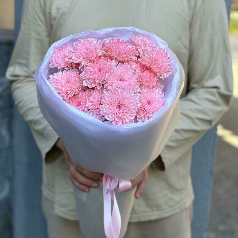 Buket rozovih kustovih hrizantem 3 vetki, reduced