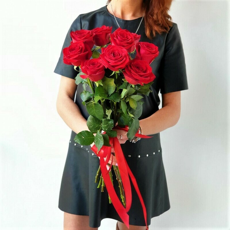 5 красных роз, 9 роз