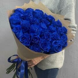 Букет синие розы 70 см