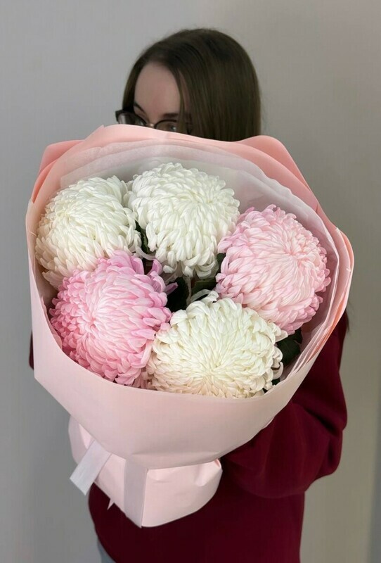 Букет с зефирных хризантем, букет с зефирных хризантем