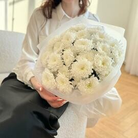Классические белые хризантемы