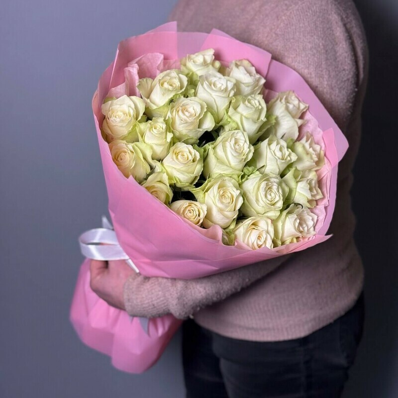 Букет белых роз, 21 белая роза