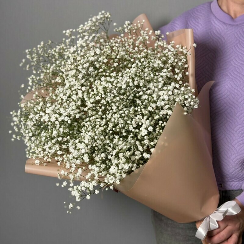 Bol_shoj buket belih gipsofil, buket belih gipsofil 13sht