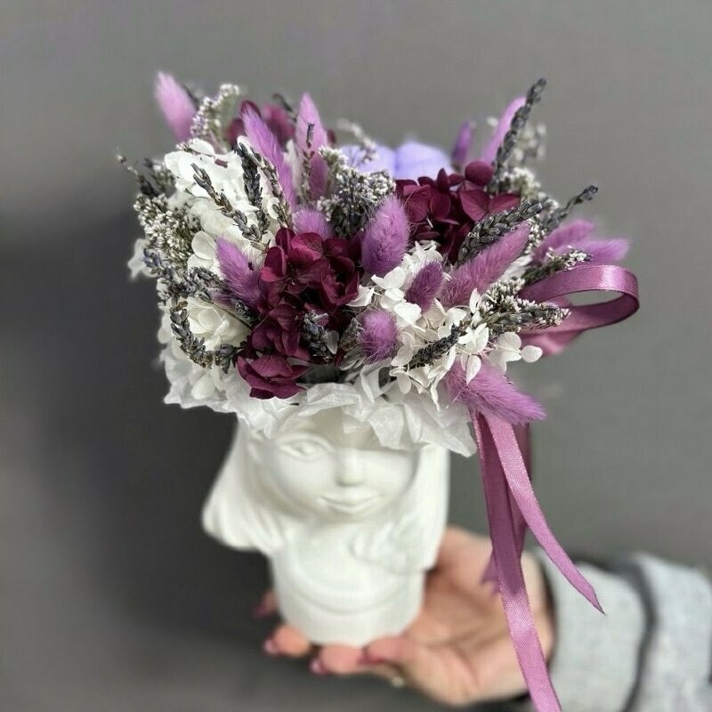 Kompozitciya iz suhotcvetov v kashpo "Devochka", standart