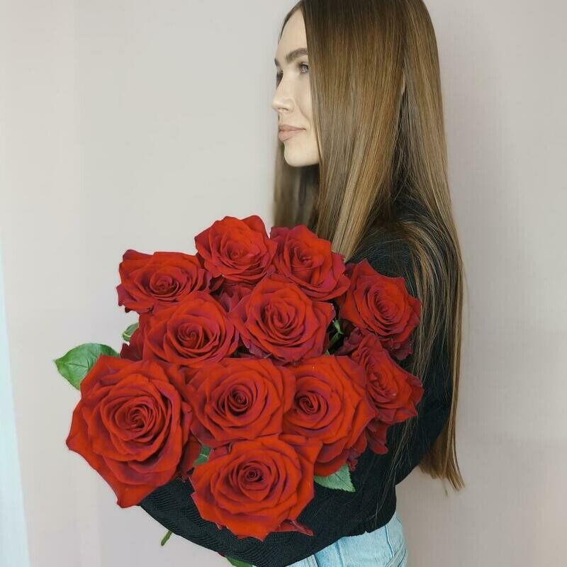 11 ПРЕМИУМ высоких красных роз, 11 премиум высоких красных роз