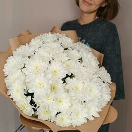Большой букет Белые хризантемы