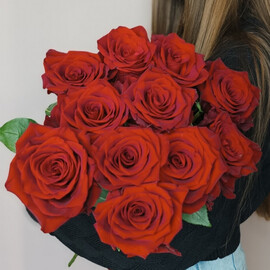 15 красных высоких роз премиум