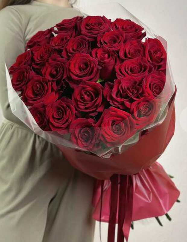 Для нее, букет красных роз 25 шт.