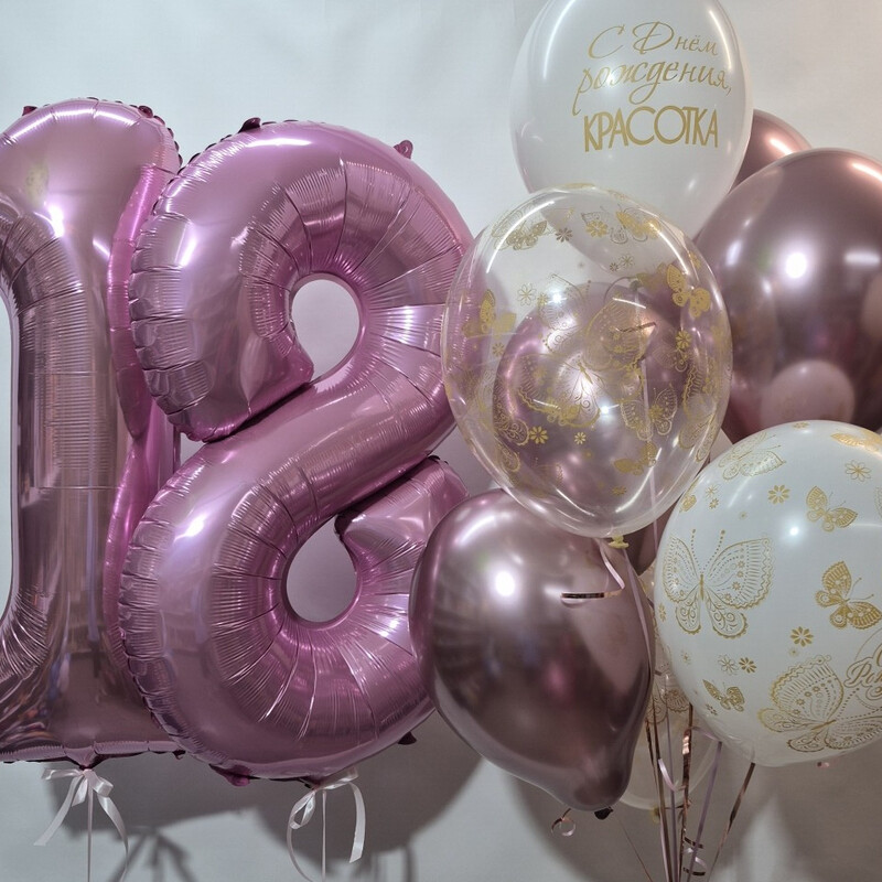Набор шаров с цифрами 18, шары с гелием, шары на праздник, стандартный