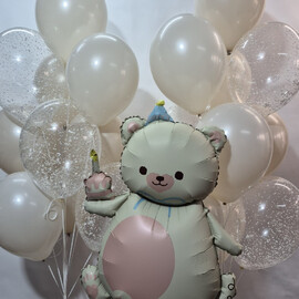 Nabor sharov s mishkoj, shari s geliem, shari na prazdnik