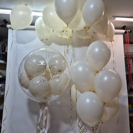 Набор шаров с баблсом с шарами внутри, шары с гелием, шары на день рождения