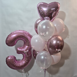 Nabor sharov s tcifroj 3 i shari s bantikami, shari s geliem, shari na den_ rozhdeniya