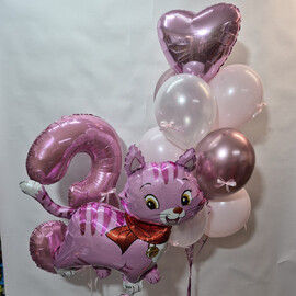 Набор шаров с цифрой 3 и фигурой, шары с гелием и бантиками, шары на день рождения