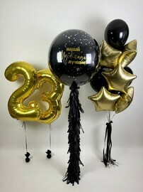 Набор шаров с цифрами 23 и фонтаном, шары с гелием, шары на праздник 23 февраля
