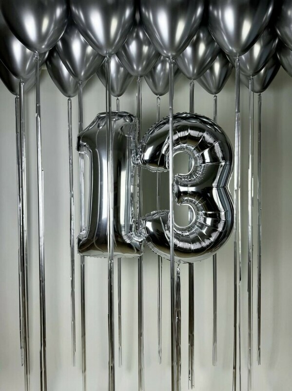 Набор шаров цифры 13 и шары под потолок, шары с гелием, стандартный