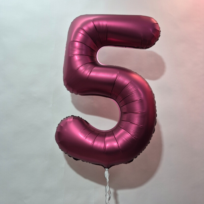 Шар цифра "5", шар с гелием, шар на день рождения, стандартный