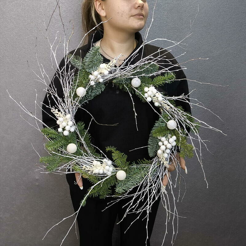 Венок новогодний интерьерный снежок, стандартный