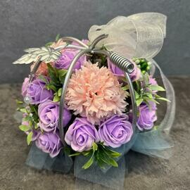 Серебряная тыковка с мыльными цветами