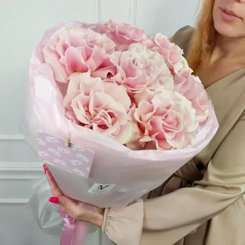 Монобукет Розовый шел, стандартный