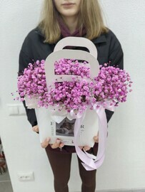 Сумочка из гипсофилы крафт розовая