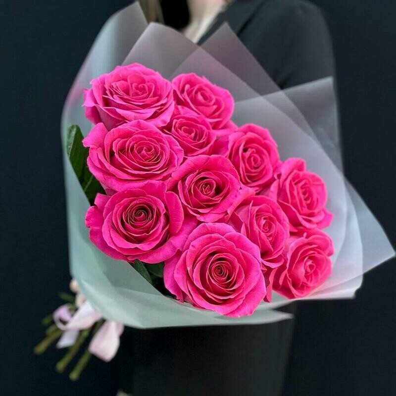 Buket iz 11 rozovih roz Pink Flojd, standart