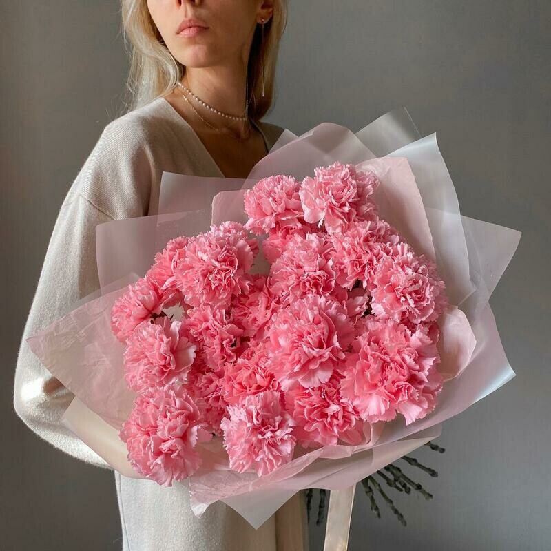 Buket s rozovimi gvozdikami / diantusami, standart