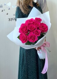 9 малиновых роз «Пинк Флойд»