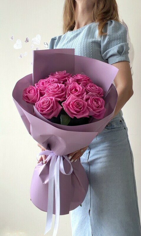 Букет 11 розовых роз «Нежность твоего сердца», стандартный