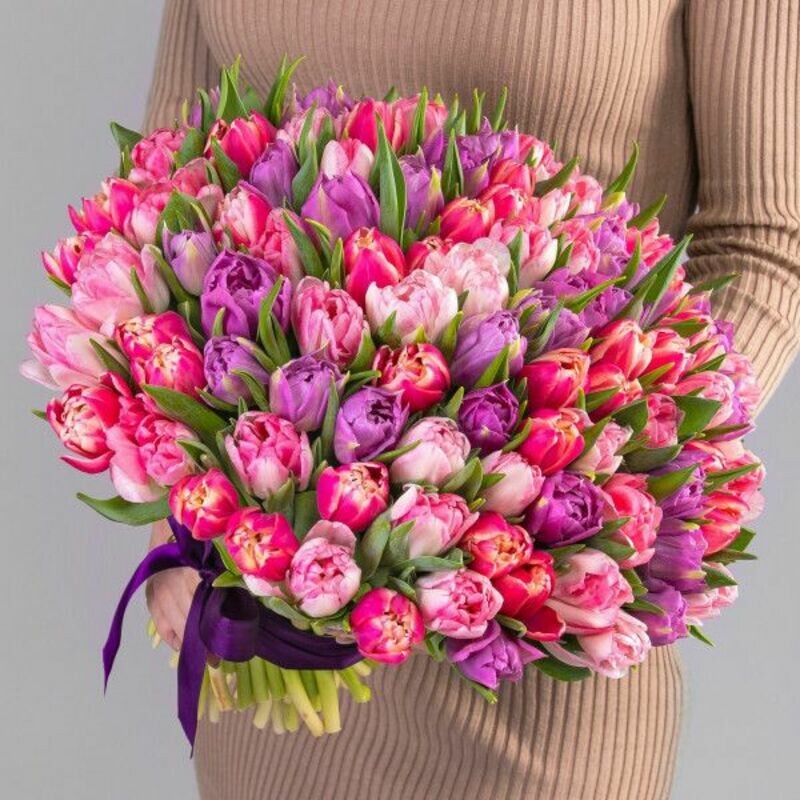 101 пионовидный тюльпан микс , стандартный