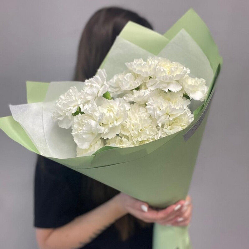 Букет из 15 белых диантусов, букет из 15 белых диантусов