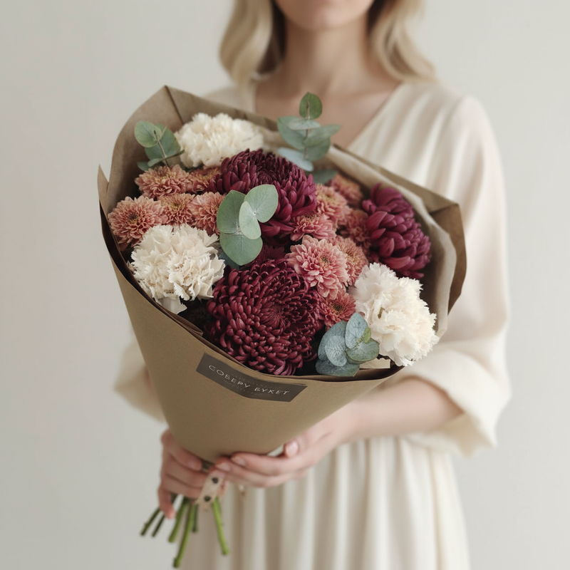 Avtorskij buket s osennimi hrizantemami, standart