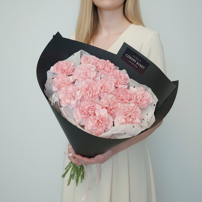 Букет из 15 розовых гвоздик, 15 розовых гвоздик