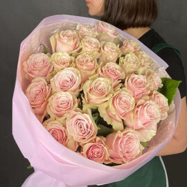 25 нежно-розовых роз