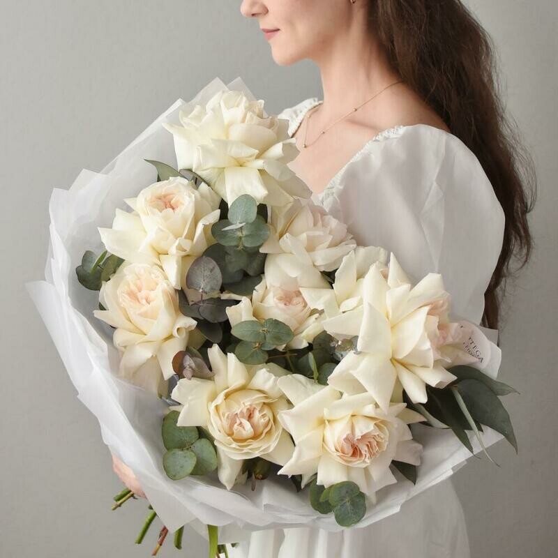 Buket "dlya Belosnezhnki" iz frantcuzskih roz, buket "dlya belosnezhnki" iz frantcuzskih roz