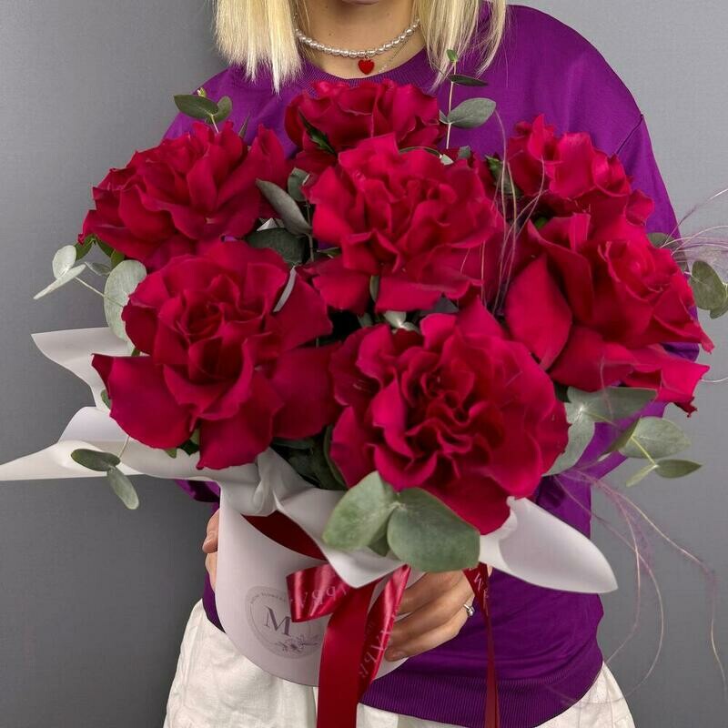 Французские розы с Вау эффектом в коробке, стандартный