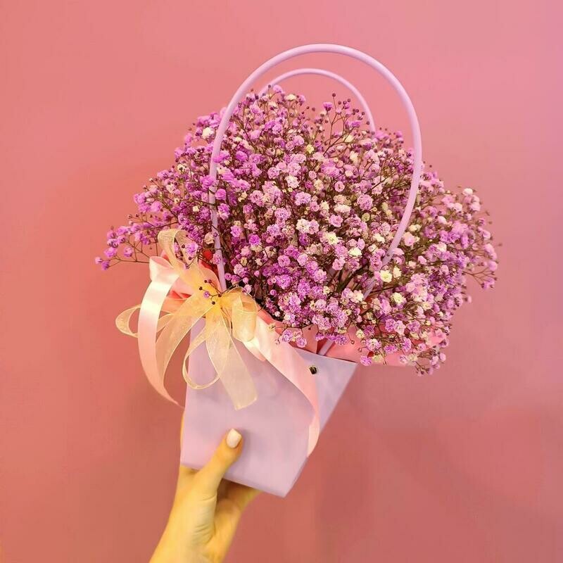 Розовая гипсофила в сумочке, стандартный