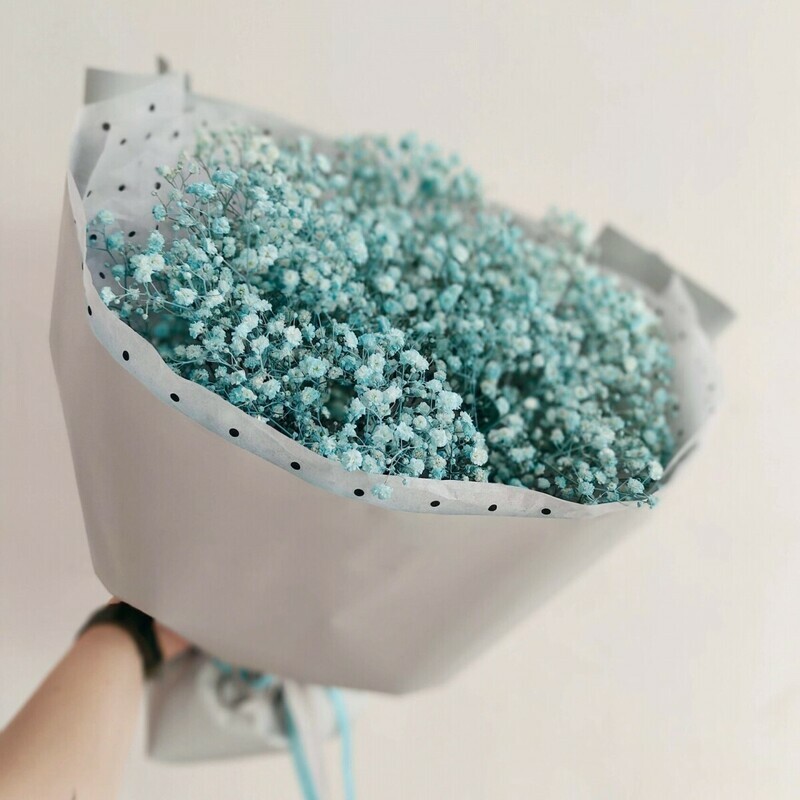 Воздушный букет из голубой гипсофилы "Бирюза", стандартный