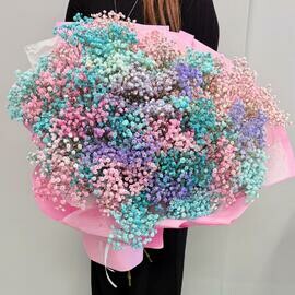 Букет гигант из радужной гипсофилы в упаковке