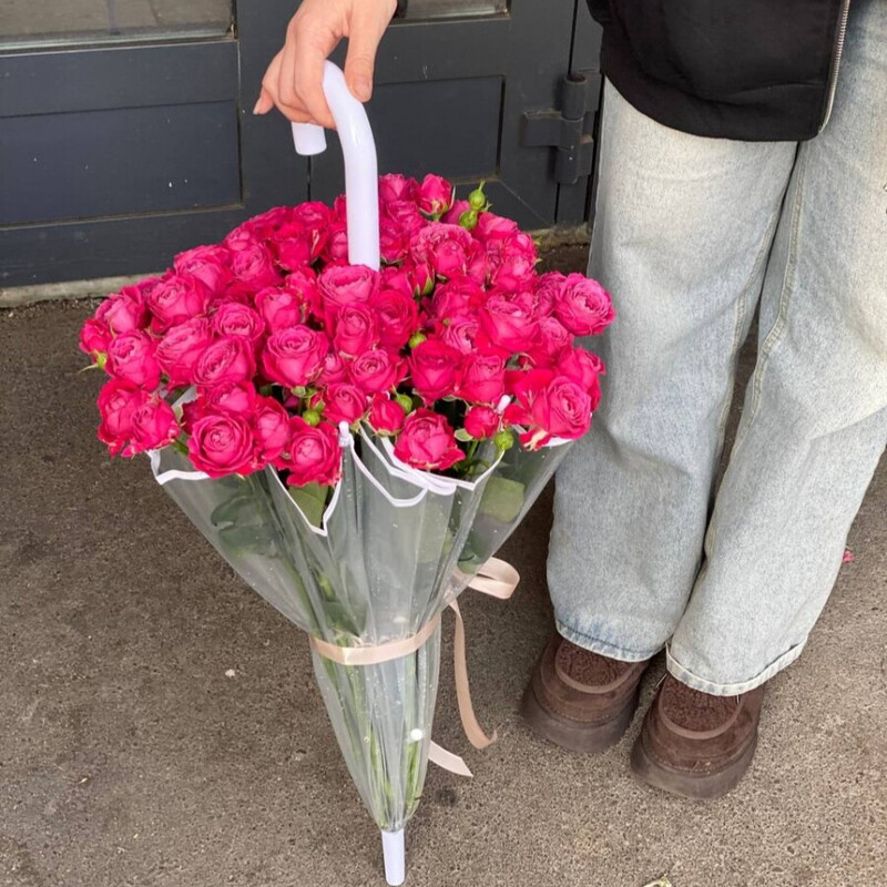 трендовый букет в зонте, премиум