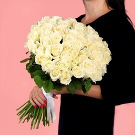Букет 51 белая роза Голландия ПРИНИМАЕМ ПРЕДЗАКАЗ НА 14 ФЕВРАЛЯ