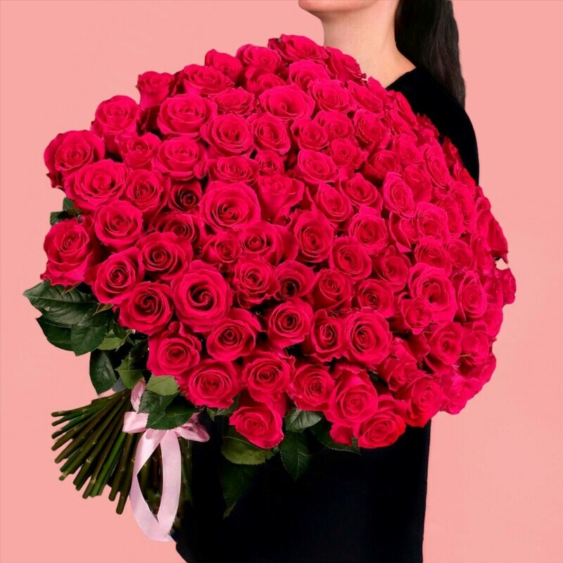 Букет 101 розовая роза Эквадор, букет 101 розовая роза эквадор