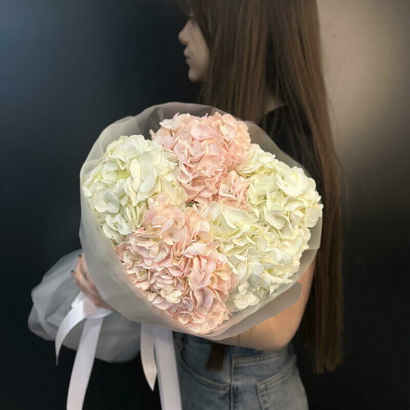 Облачко из 5 нежных гортензий, гортензии