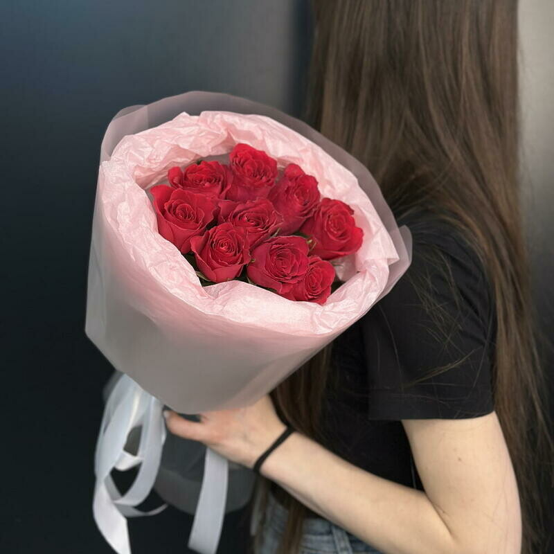 Букет из малиновых роз 9, букет из малиновых роз 9