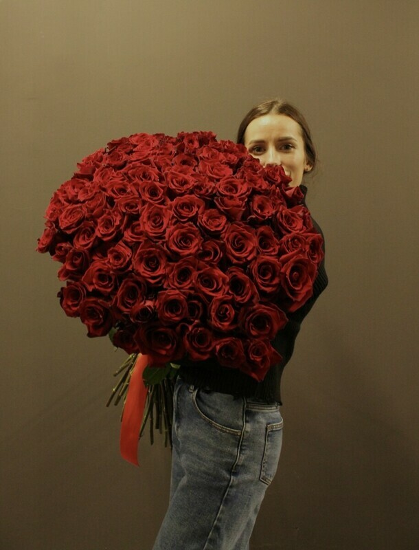 букет из 101 красной розы , премиум букет из 101 розы