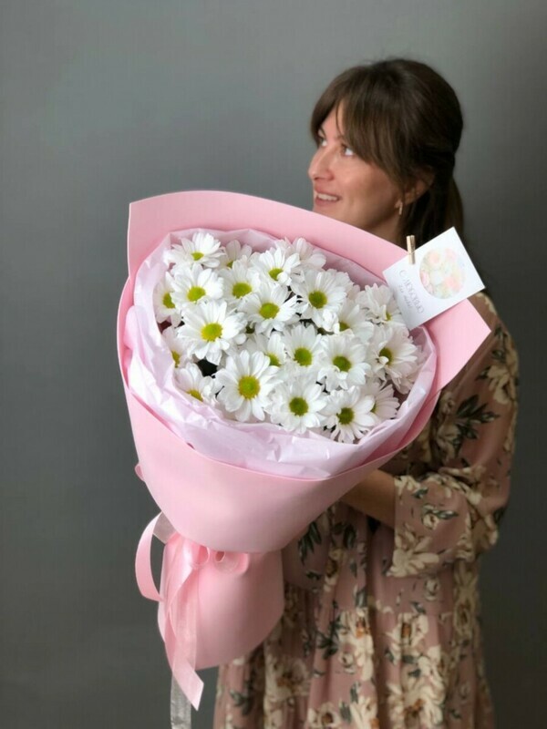 Букет комплимент МАМОЧКЕ, 5 хризантем